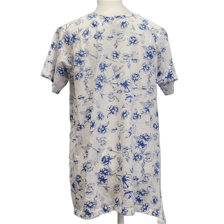 Hand Printed Upcycled Womens XL She Is A Wildflower Floral Flowing Cotton Tee