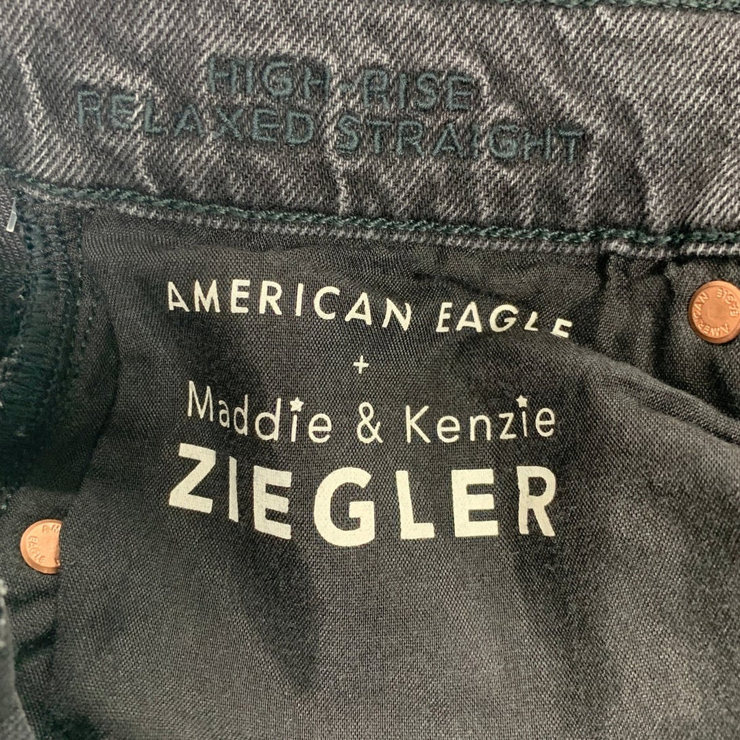 New American Eagle Womens Size 4 Black High Rise Relaxed Straight Denim Jeans