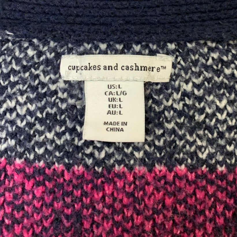Cupcakes and Cashmere Womens Large Long Sleeve Button Up Cardigan Sweater
