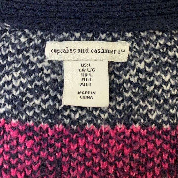 Cupcakes and Cashmere Womens Large Long Sleeve Button Up Cardigan Sweater
