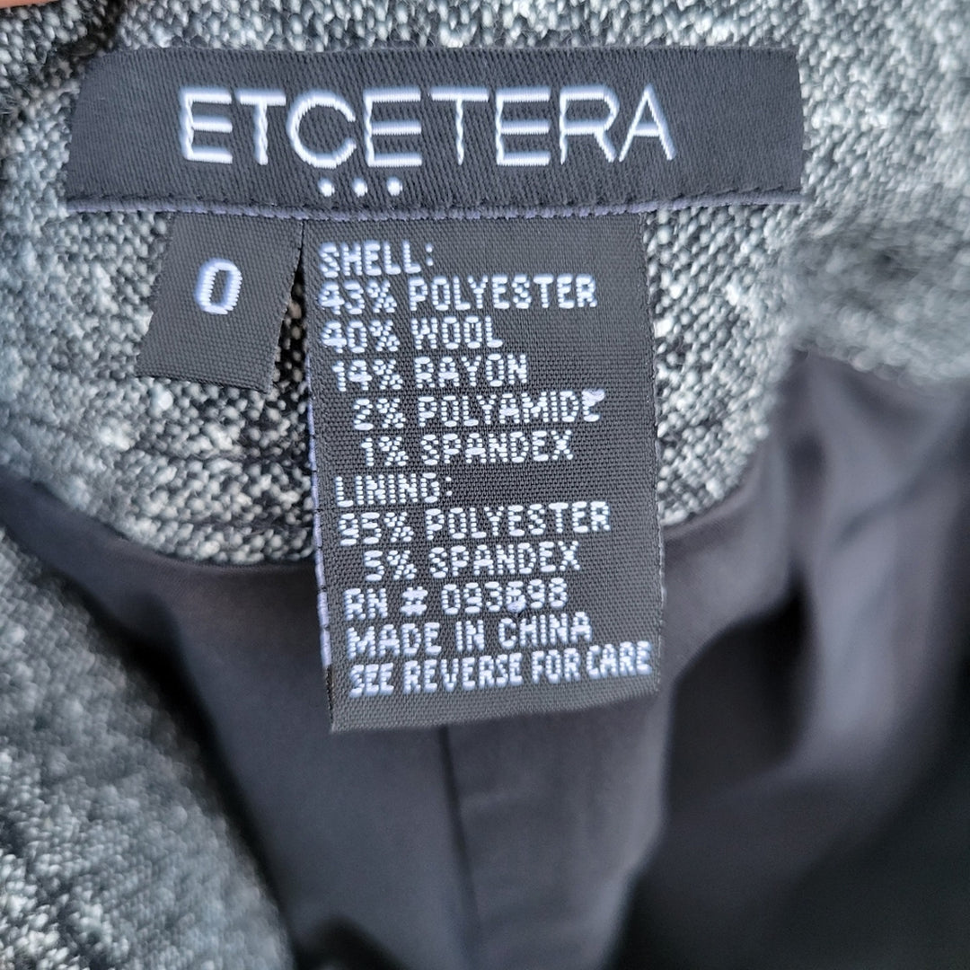 Etcetera Womens Size 0 Gray Black Embroidered Paisley Wool Blend Dress Pants