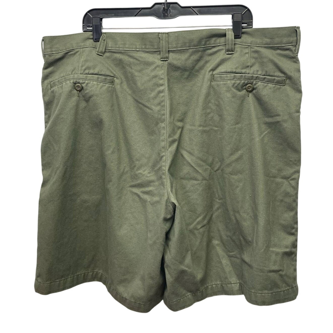 Cherokee Mens Size 44 Pleated Front 100% Cotton Olive Khaki Long Bermuda Shorts