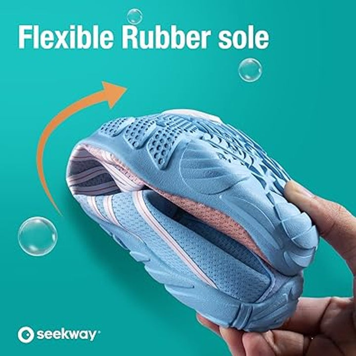 Seekway Womens Size 9 Blue Pink White Drawstring Quick-Dry Aqua Sock Water Shoes