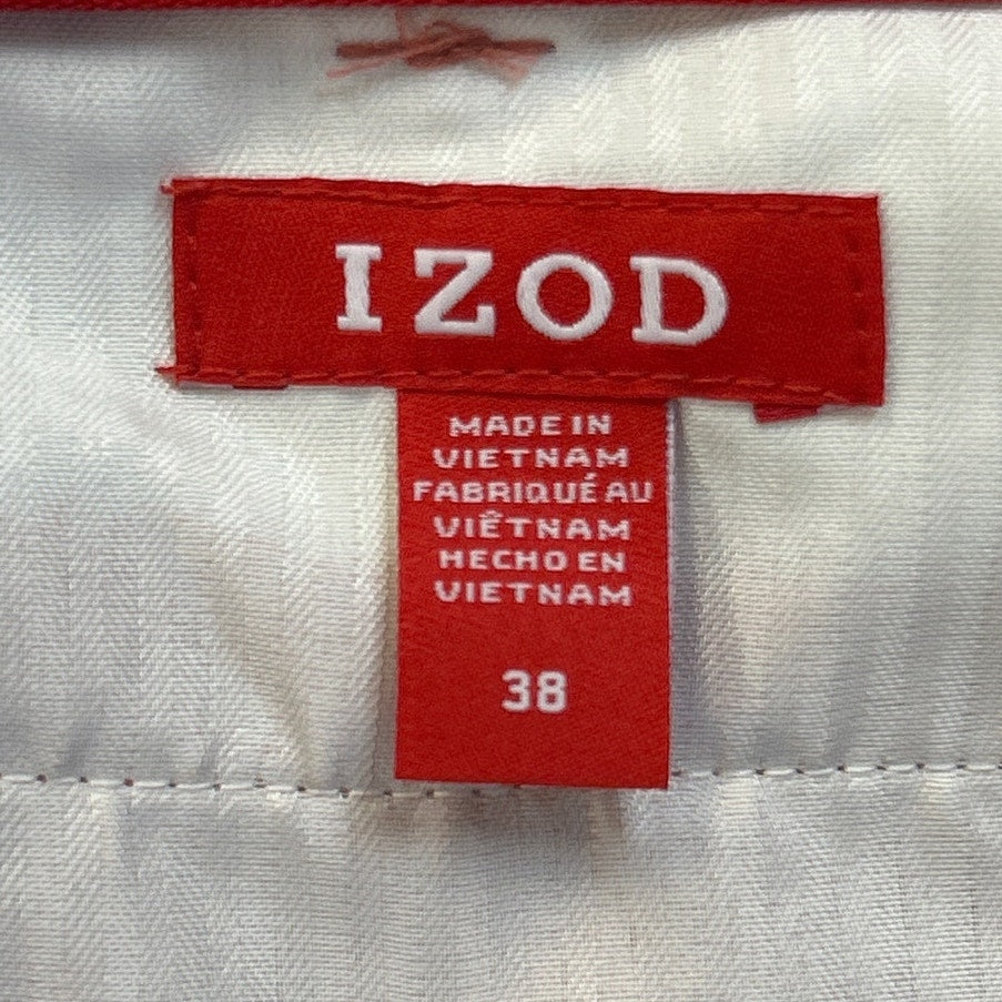 Izod Mens Size 38 100% Polyester Long Solid Coral Board Golf Shorts w Pockets