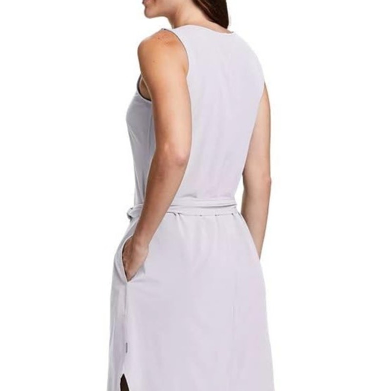 New Eddie Bauer Womens Large Wisteria Purple Escapelite Sleeveless Belted Dress
