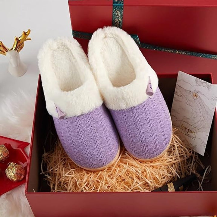 New NineCiFun Womens Size 10 Purple Slip On Fuzzy Memory Foam House Slippers