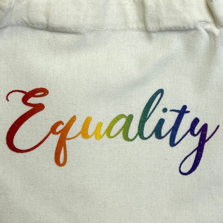 New Hand Printed Rainbow Equality Double Sided Handle Mini Canvas Tote Gift Bag