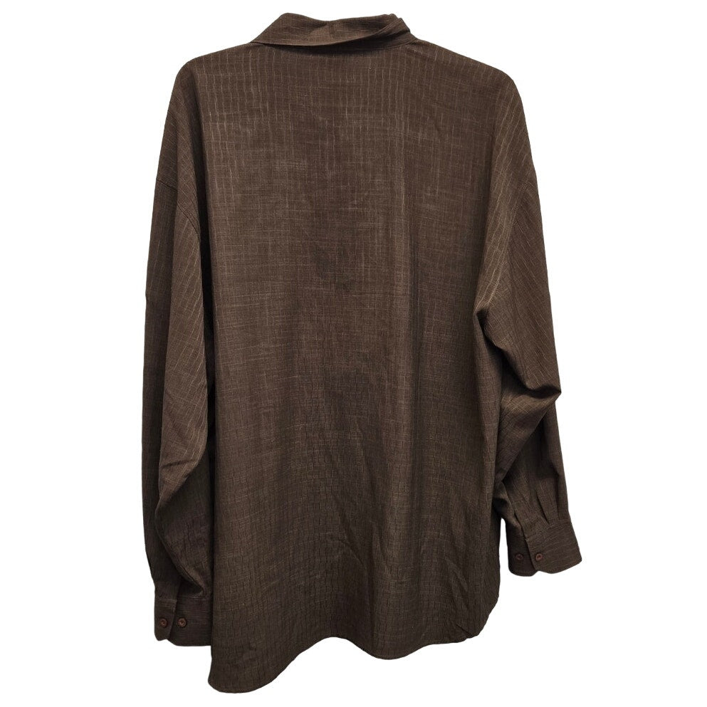 Visivo Mens 3XL 100% Polyester Textured Grid Long Sleeve Button Up Shirt