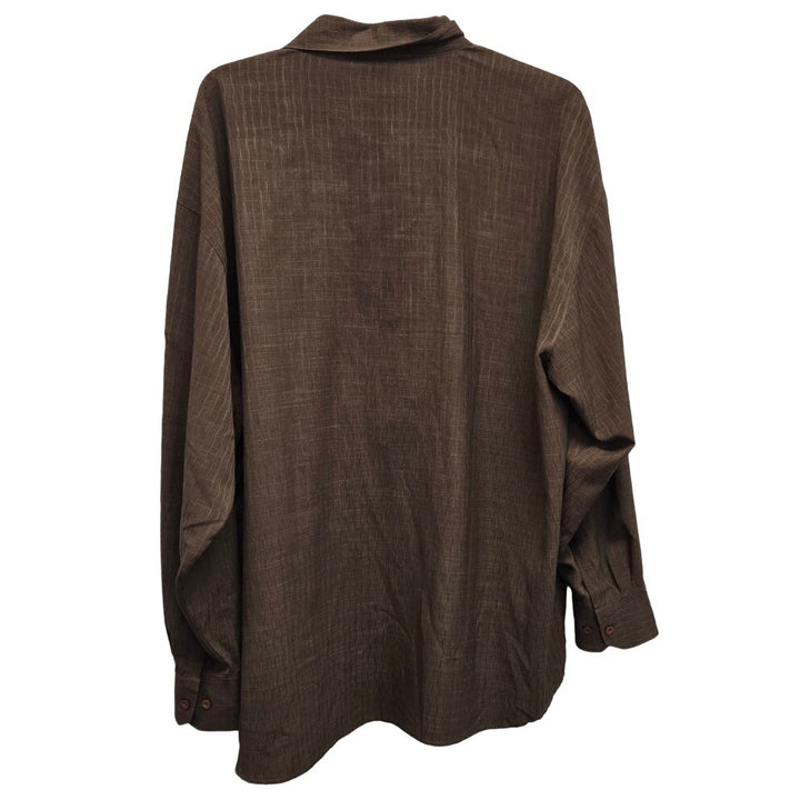 Visivo Mens 3XL 100% Polyester Textured Grid Long Sleeve Button Up Shirt