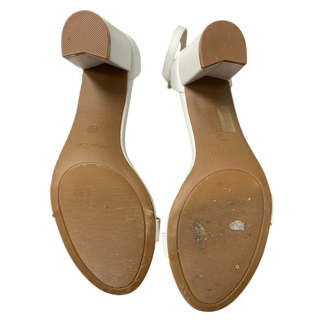 Dream Pairs Womens Size 8.5 White OpenToe Ankle Strap 3" Block Heel Sandal Shoes