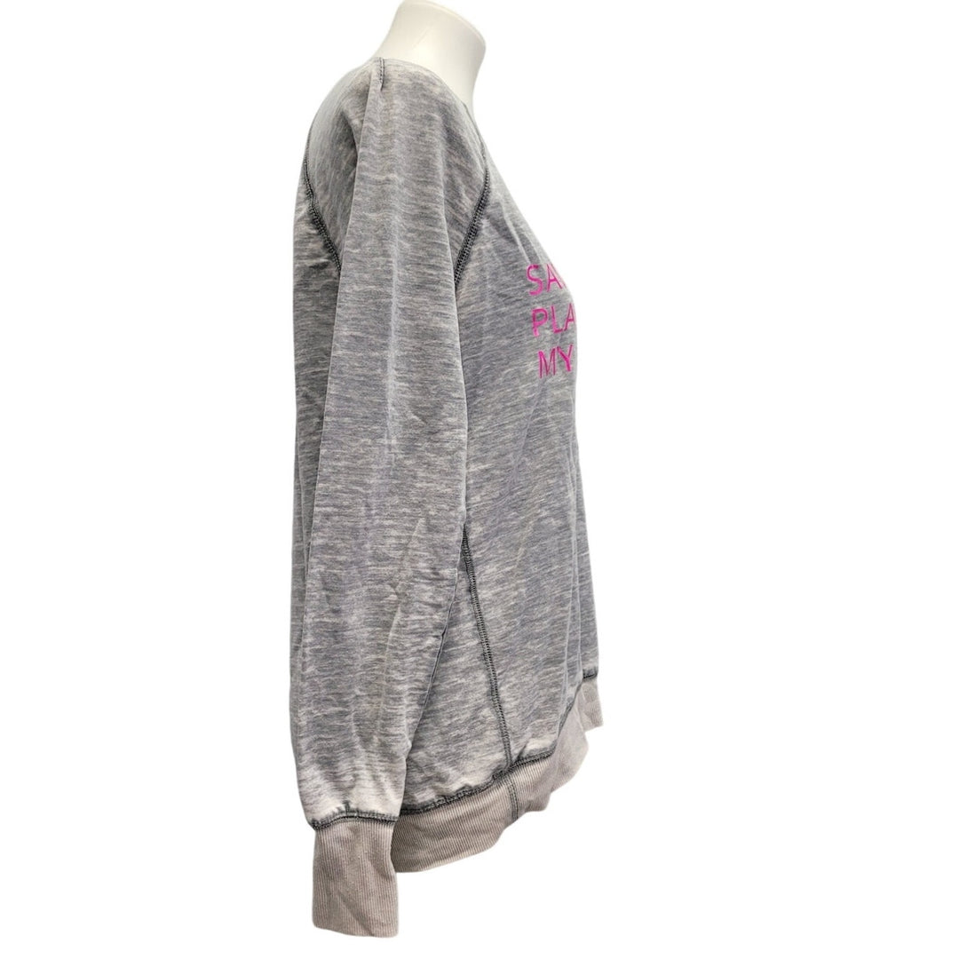 Hand Printed Upcycled Womens Small Saving the Planet is My Superpower Sweatshirt