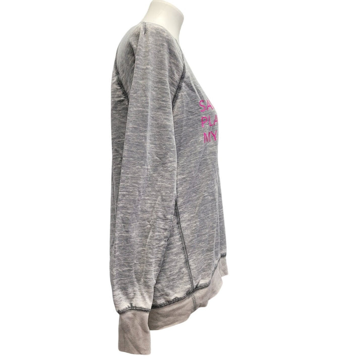 Hand Printed Upcycled Womens Small Saving the Planet is My Superpower Sweatshirt