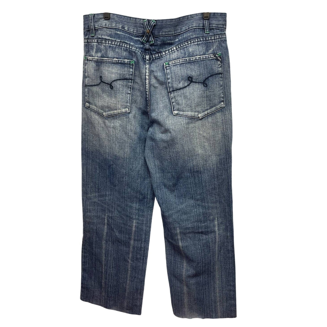 LRG Geans Womens Large 34 US 14 Make Jeans Not War Cutoff Denim Blue Jeans