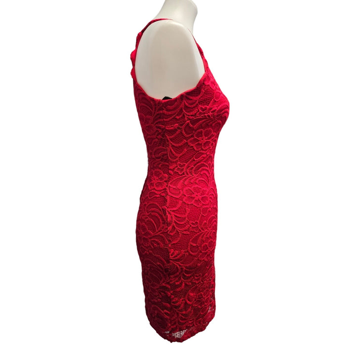 IN San Francisco Juniors Size 3 Strappy Sleeveless Lacy Overlay Body Con Dress
