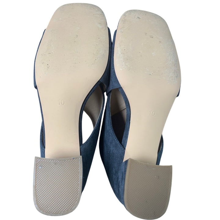 Lehoor Womens Size 10 Gray Faux Suede Open Toe 2.5" Block Heel Back Zip Shoes