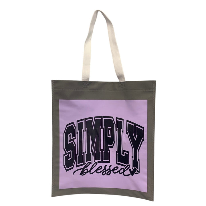 New Upcycled Hand Printed Simply Blessed Bible Shopper Tote Bag
