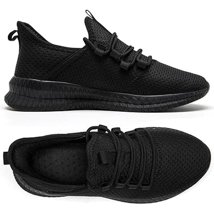 New Qujgs Womens Size 10 Black Breathable Mesh Lace Up Athletic Sneaker Shoes