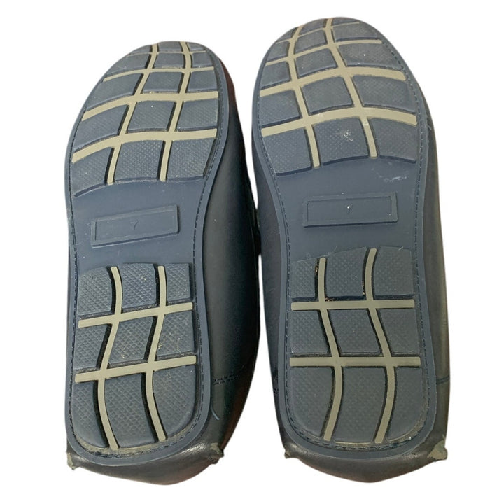 Jabasic Boys 7 Navy Faux Leather Casual Slip On Moccasin Flat Loafer Dress Shoes