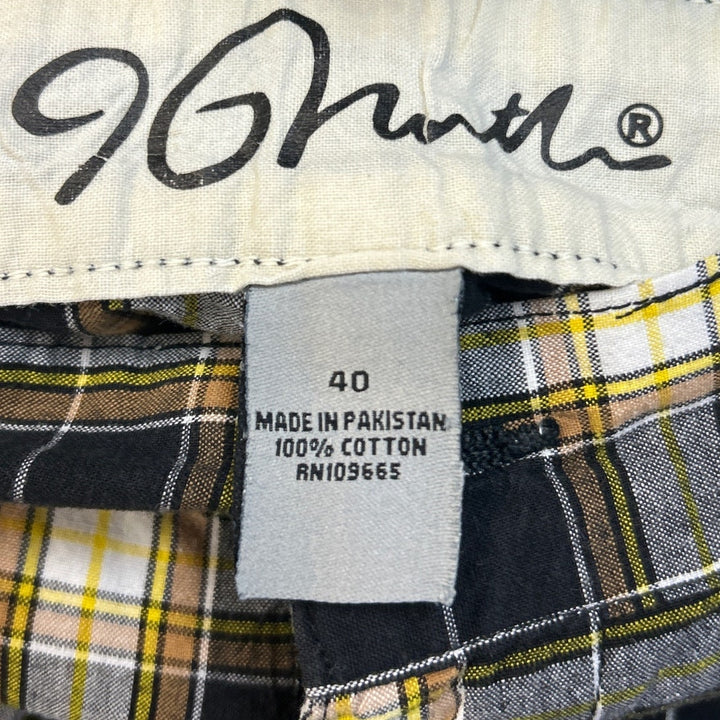 96 North Mens Size 40 100% Cotton Long Plaid Board Golf Shorts w Pockets