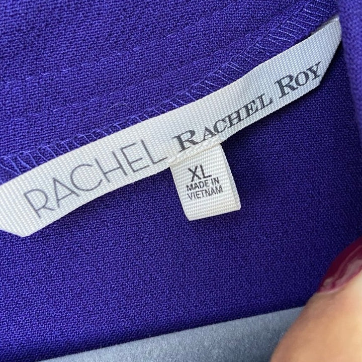 Rachel Roy Purple Womens XL Short Sleeve Back Zip Mini Shift Dress w Pockets