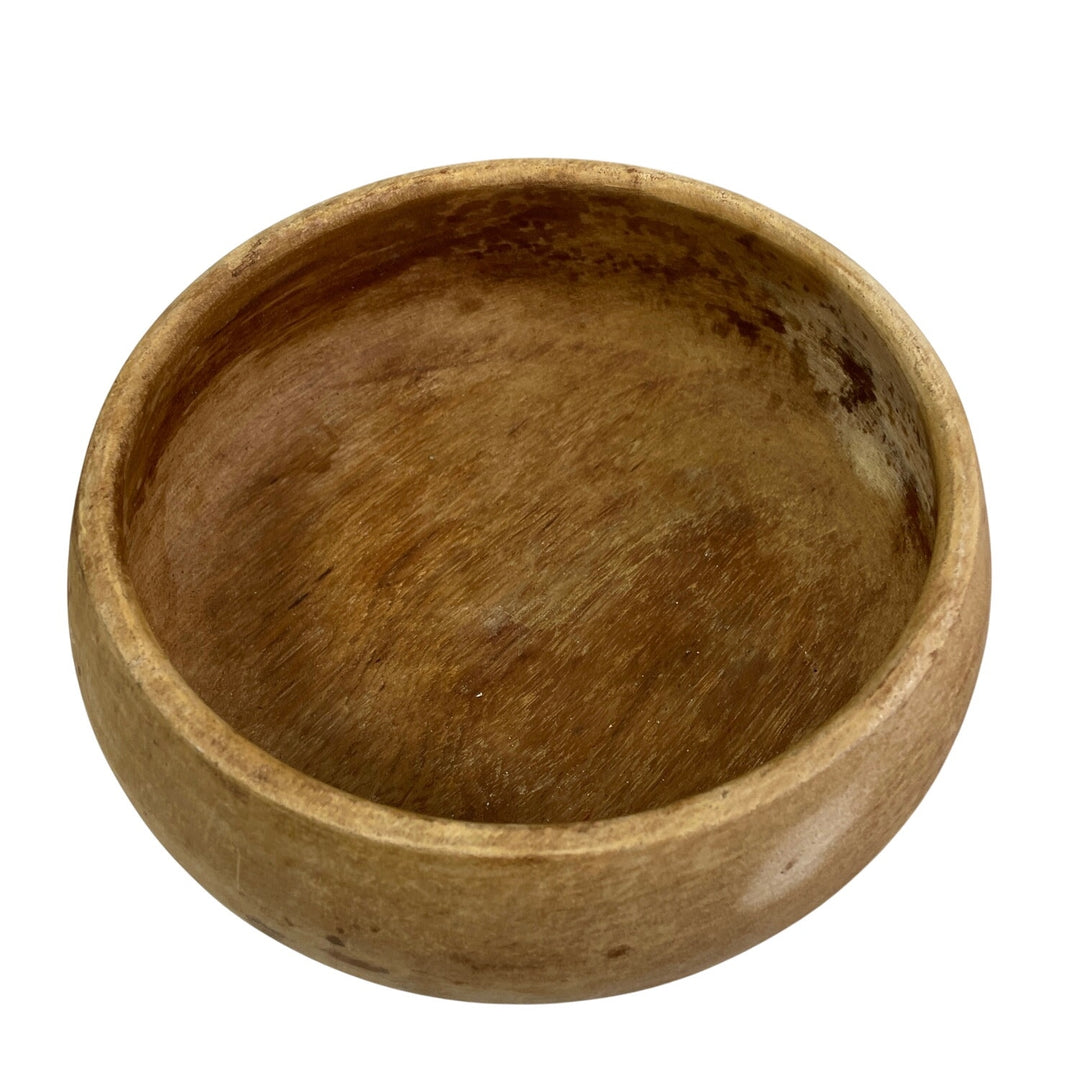 Set of 4 Vintage Rounded Edges Walnut Wood Serving Salad Bread Fruit Bowls