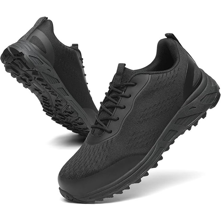 VikoViren Mens Size 10.5 Black Lace Up Steel Toe Lace Up Non Slip Safety Shoes
