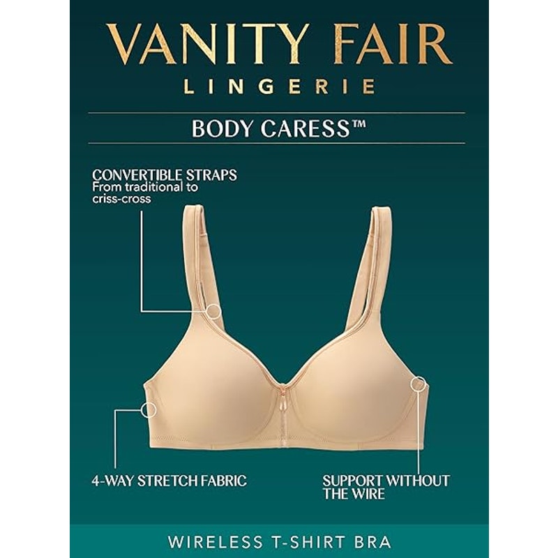 New Vanity Fair Womens White 36B 2-Way Convertible Strap Full Coverage Bra