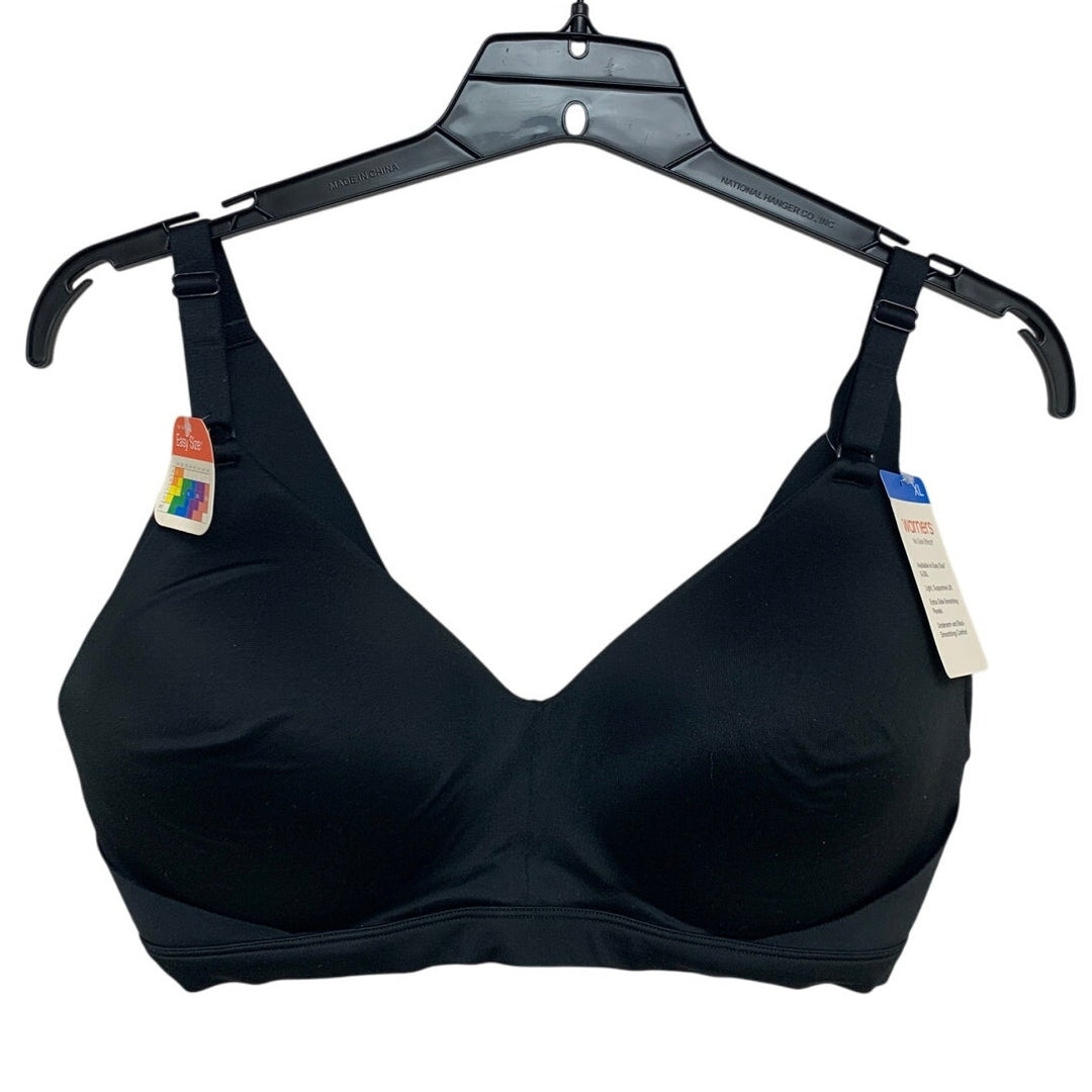 NWT New Warners Womens XL Black Thin Strap Hook Eye Closure Padded Wire Free Bra