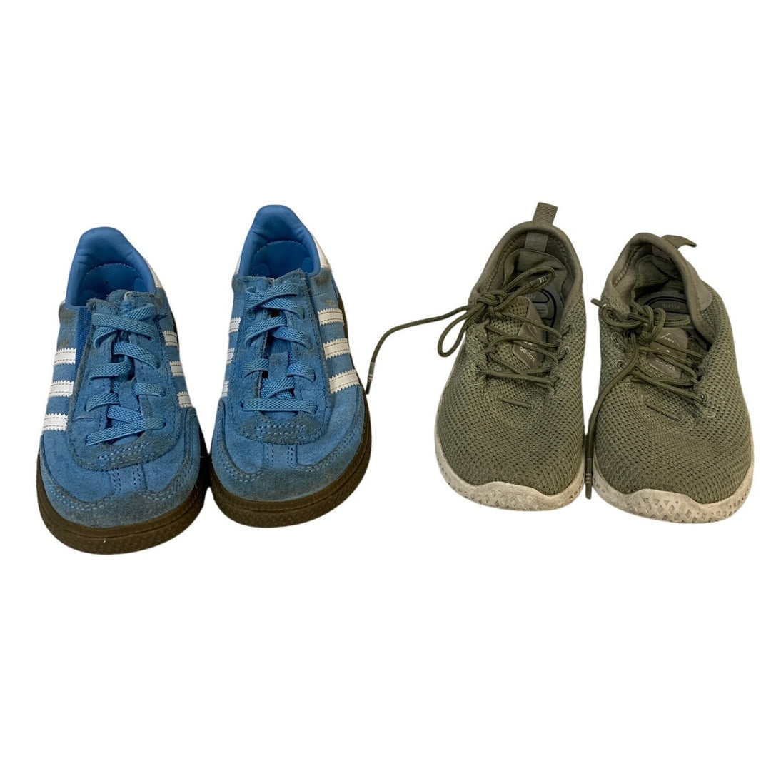 2 Pairs Adidas Boys Size 10 Blue Tan Pharrell Williams Ortholite Sneaker Shoes