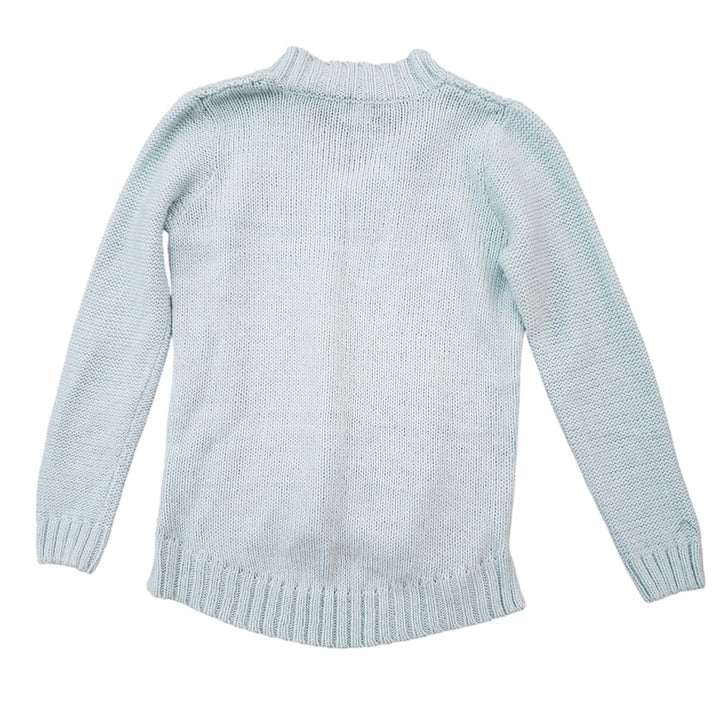 AJ Andrea Jovine Womens Medium Light Blue Long Sleeve V Neck Knit Sweater