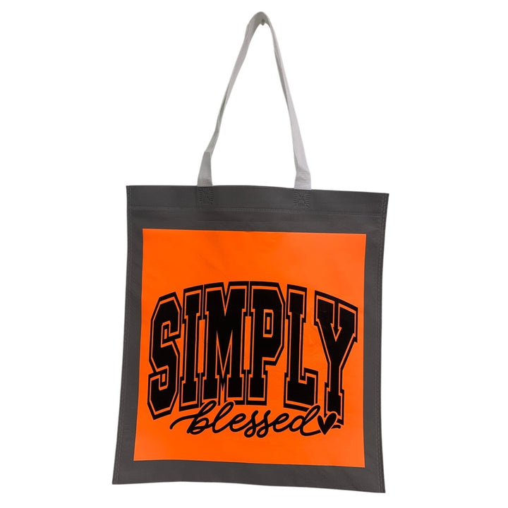 New Upcycled Hand Printed Simply Blessed God Bible Shopper Tote Bag