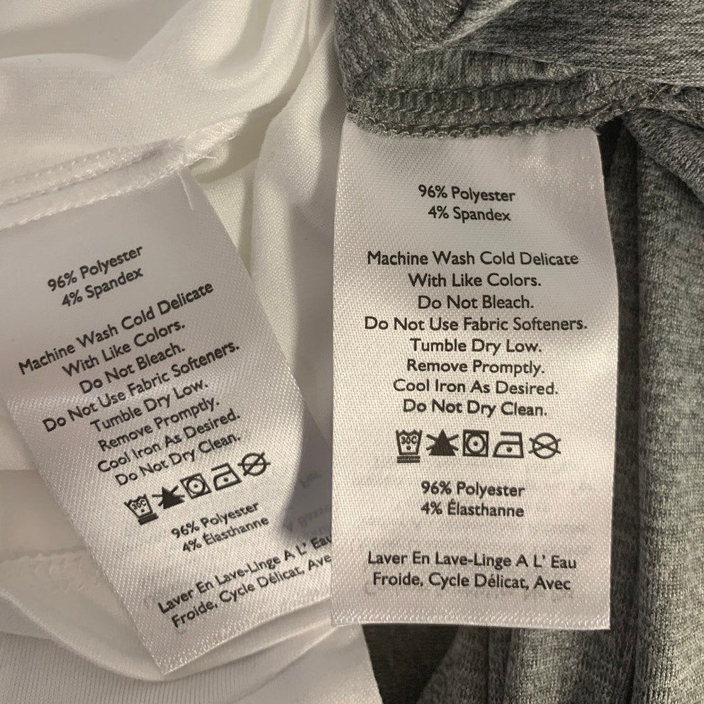 2 New Eddie Bauer Womens 2X XXL Gray White Surreal Travel Crew V Neck Tee Shirts