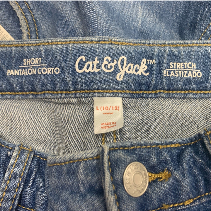 New Cat &amp; Jack Girls Large (10/12) Stretch Cotton Distressed Jean Cutoff Shorts