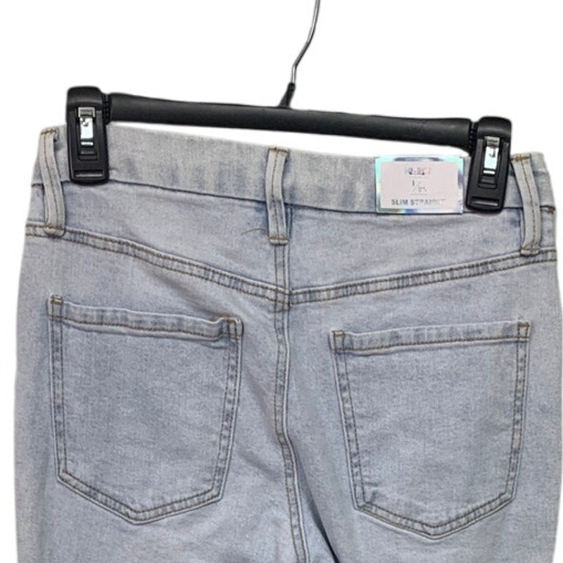 NWT New Tinseltown Juniors Size 1 High Rise Slim Straight Denim Blue Jeans