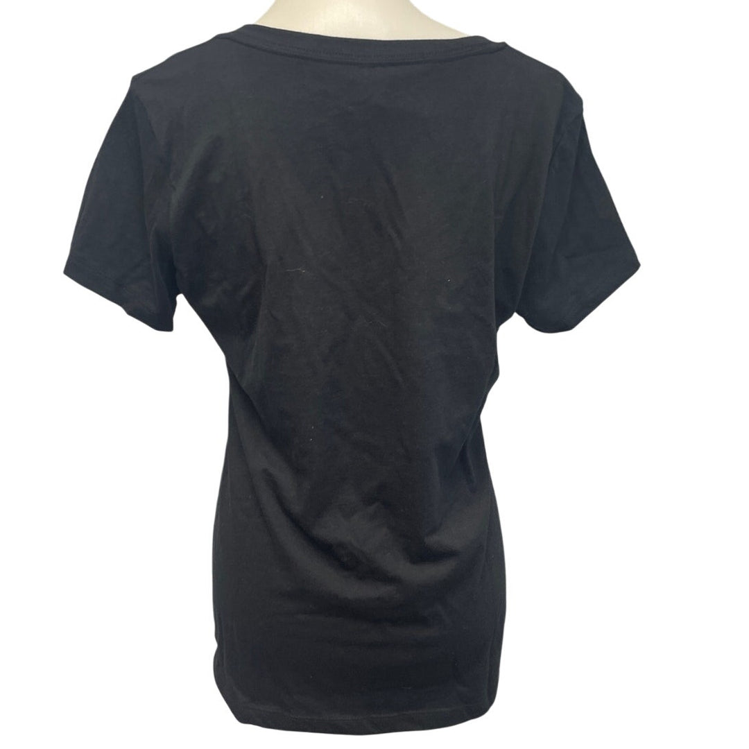 New Hand Printed Womens Large Dragonfly V-Neck PolyCotton Short Sleeve Tee Shirt