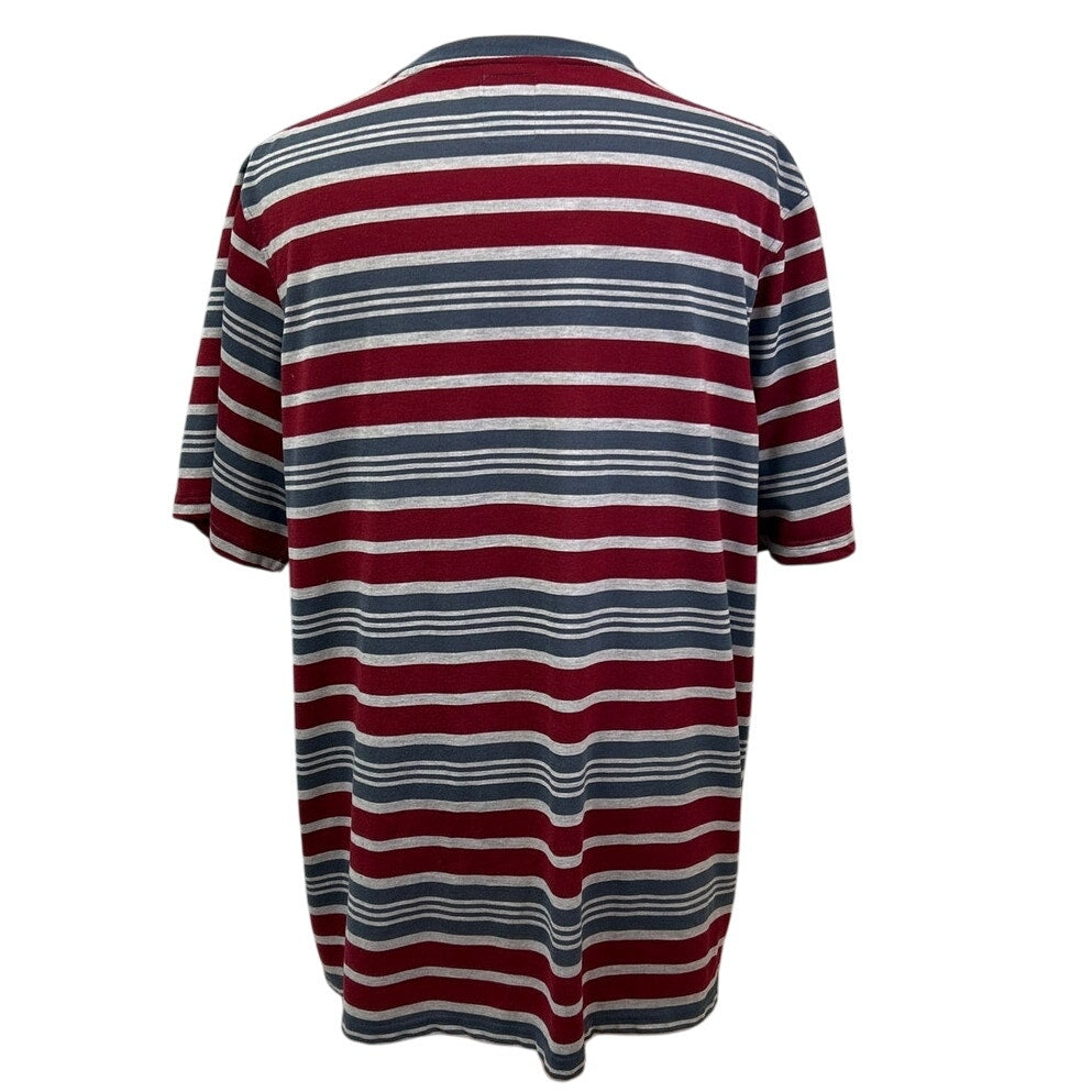 Swiss Cross Mens 3XL Multi Striped 100% Polyester V Neck Short Sleeve Tee Shirt