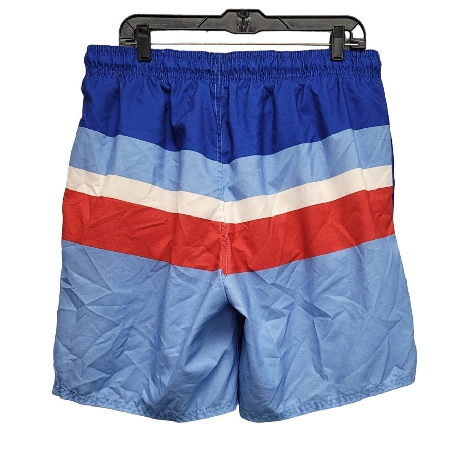 Outdoor Oasis Mens XL 100% Polyester Striped Drawstring Waist Lined Swim Shorts