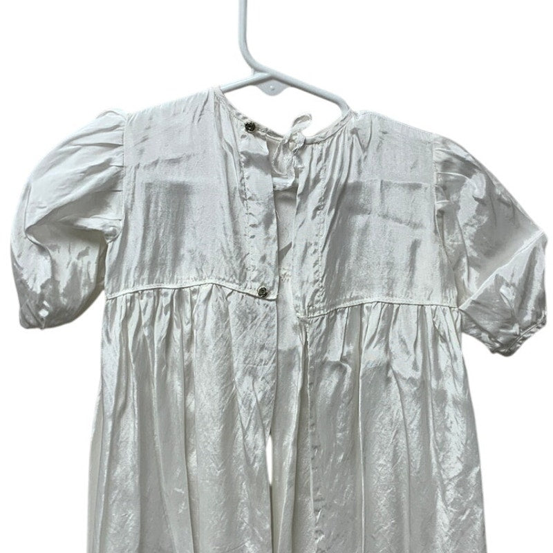 Vintage Handmade Baby Christening Baptism Lace Gown Blue Bow w Overlay Jacket