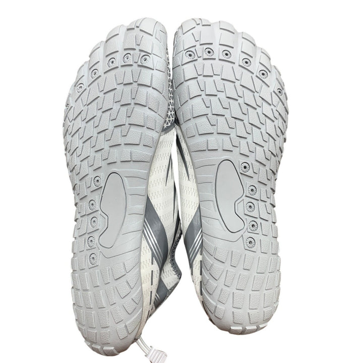 Mens Size 10.5 Silver White Lace Up Quick Dry Barefoot Water Swimming Shoes