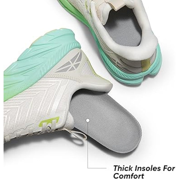 Allswifit Womens Size 8.5 Tan Green Slip On Walking Running Athletic Shoes