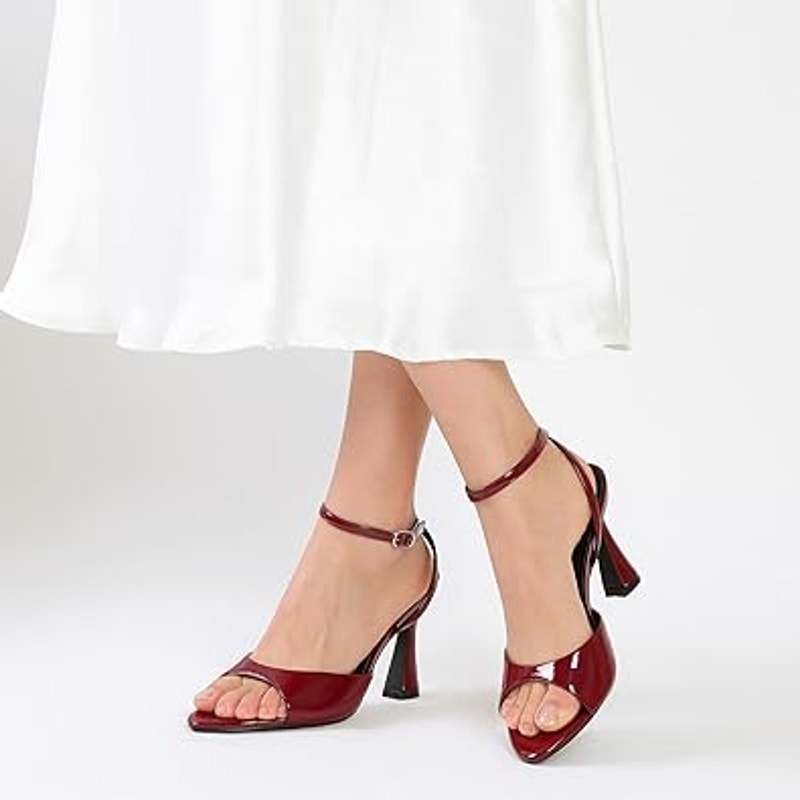 Susanny Womens Size 8.5 Wine Red Open Toe 4.25" Heel Ankle Strap Sandal Shoes