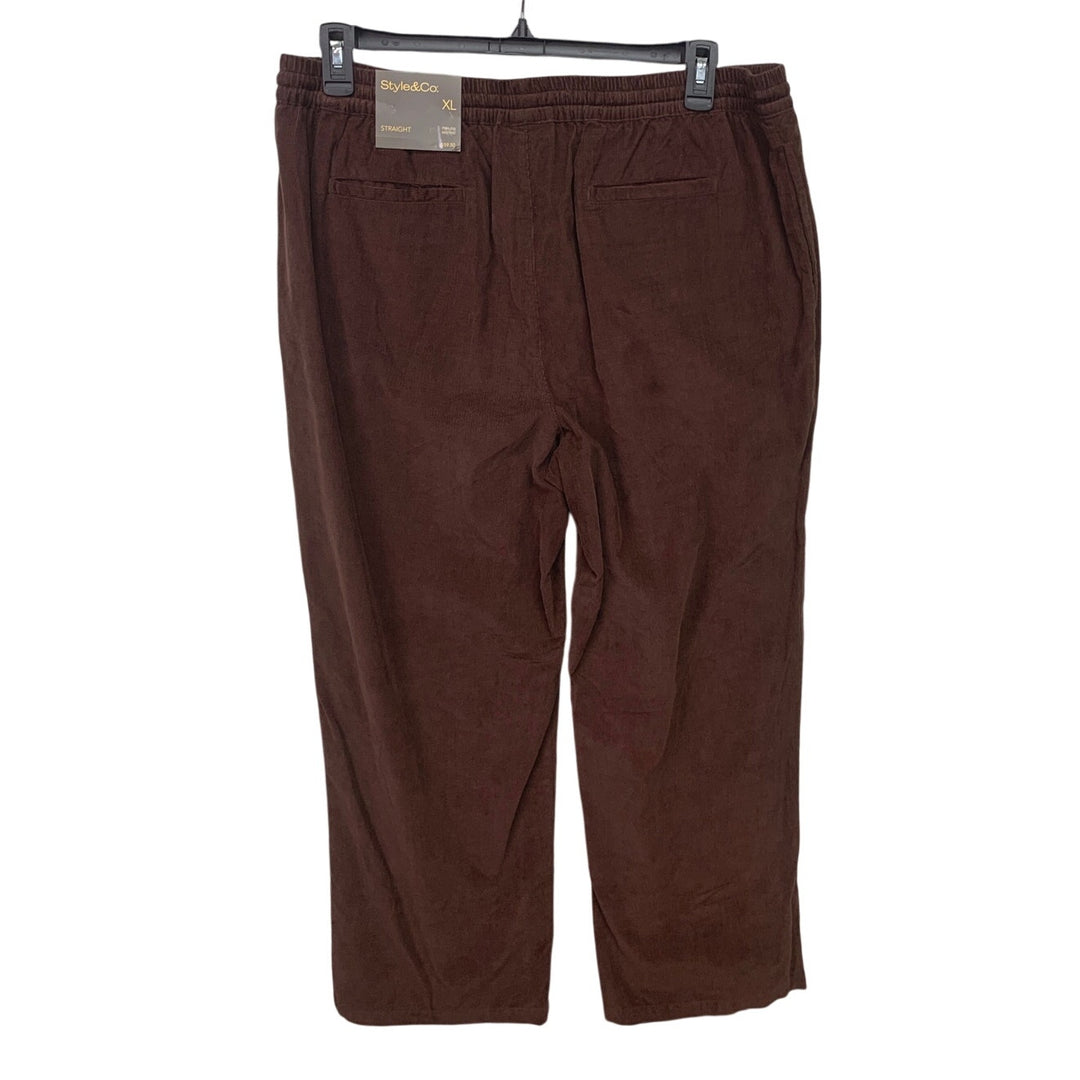 NWT New Style &amp; Co Womens Pull on Mid Rise Straight Elastic Waist Pants