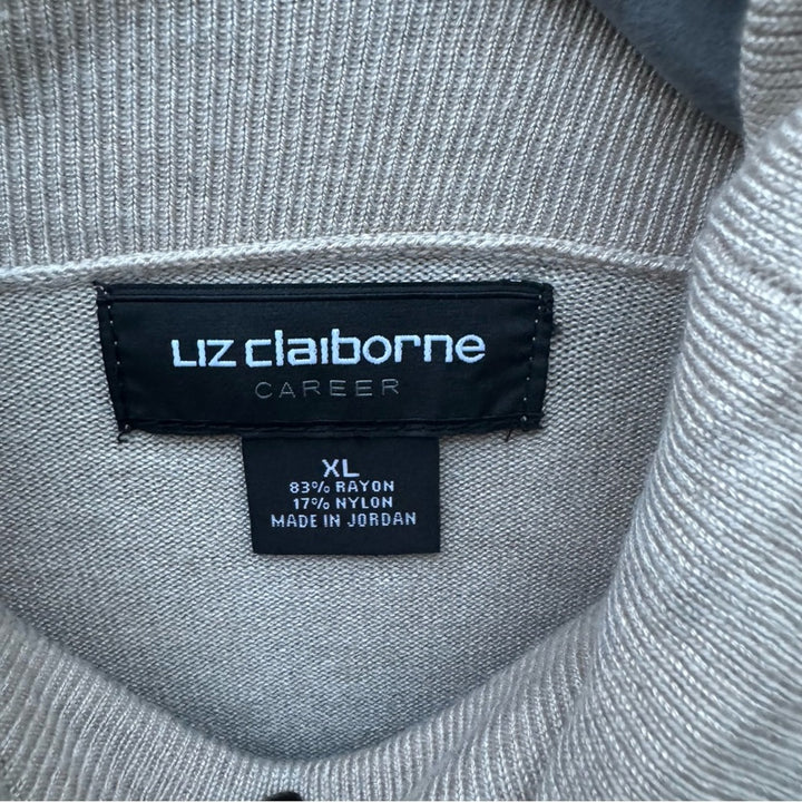 New Liz Claiborne Career Womens XL Oatmeal Heathered Turtleneck Half Sleeve Top