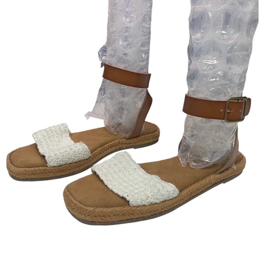 New American Eagle Womens US Size 8 Espadrille Ankle Wrap Faux Leather Sandals