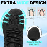 Zove Mens 8 Black Mesh Wide Toe Box Lace Up Non Slip Ultra Light Athletic Shoes