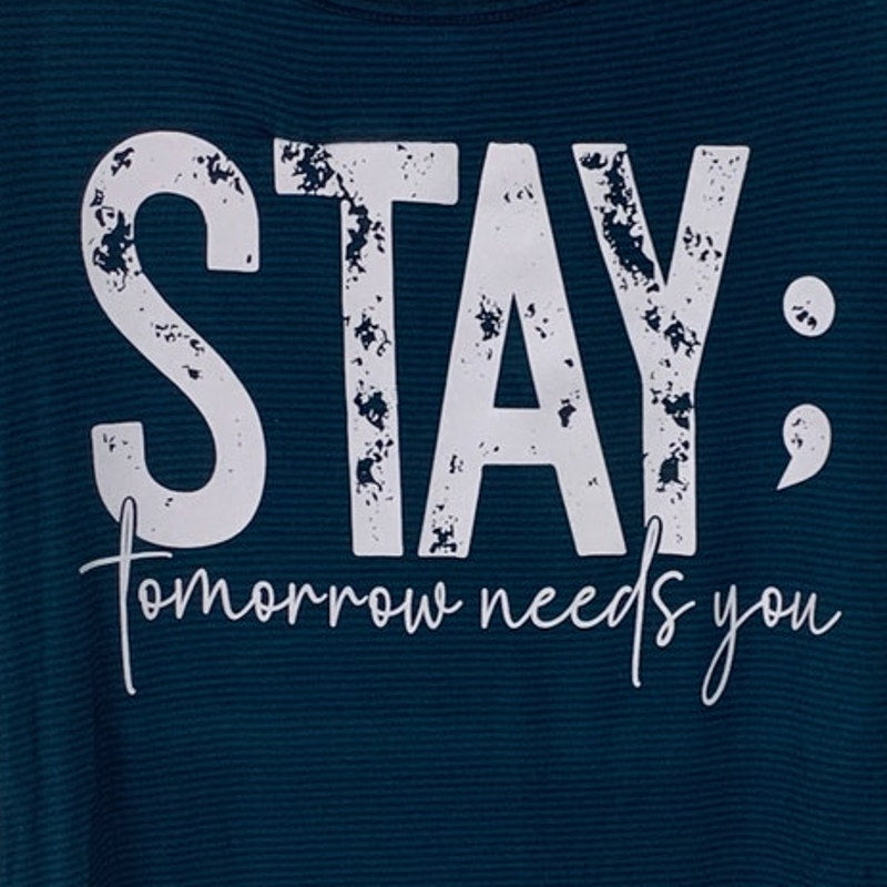 New Upcycled Hand Printed Womens Small Stay Tomorrow Needs You Short Sleeve Tee