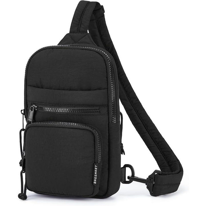 Bagsmart Womens Black Multi Pocket Adjustable Strap Crossbody Sling Bag