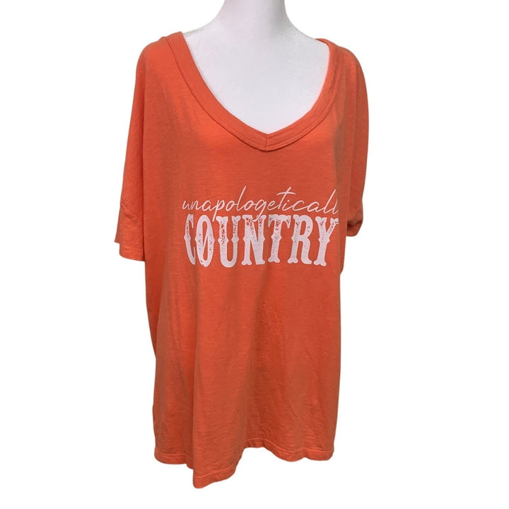 New Upcycled Hand Printed Womens Large Unapologetically Country Tee Shirt