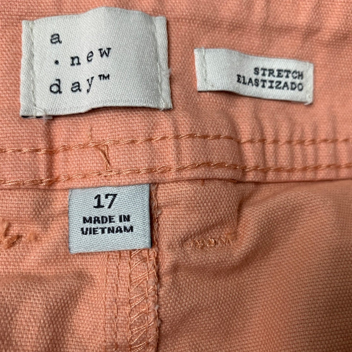 New A New Day Womens Size 17 Stretch Cotton Peach Shorts w Belt Loops