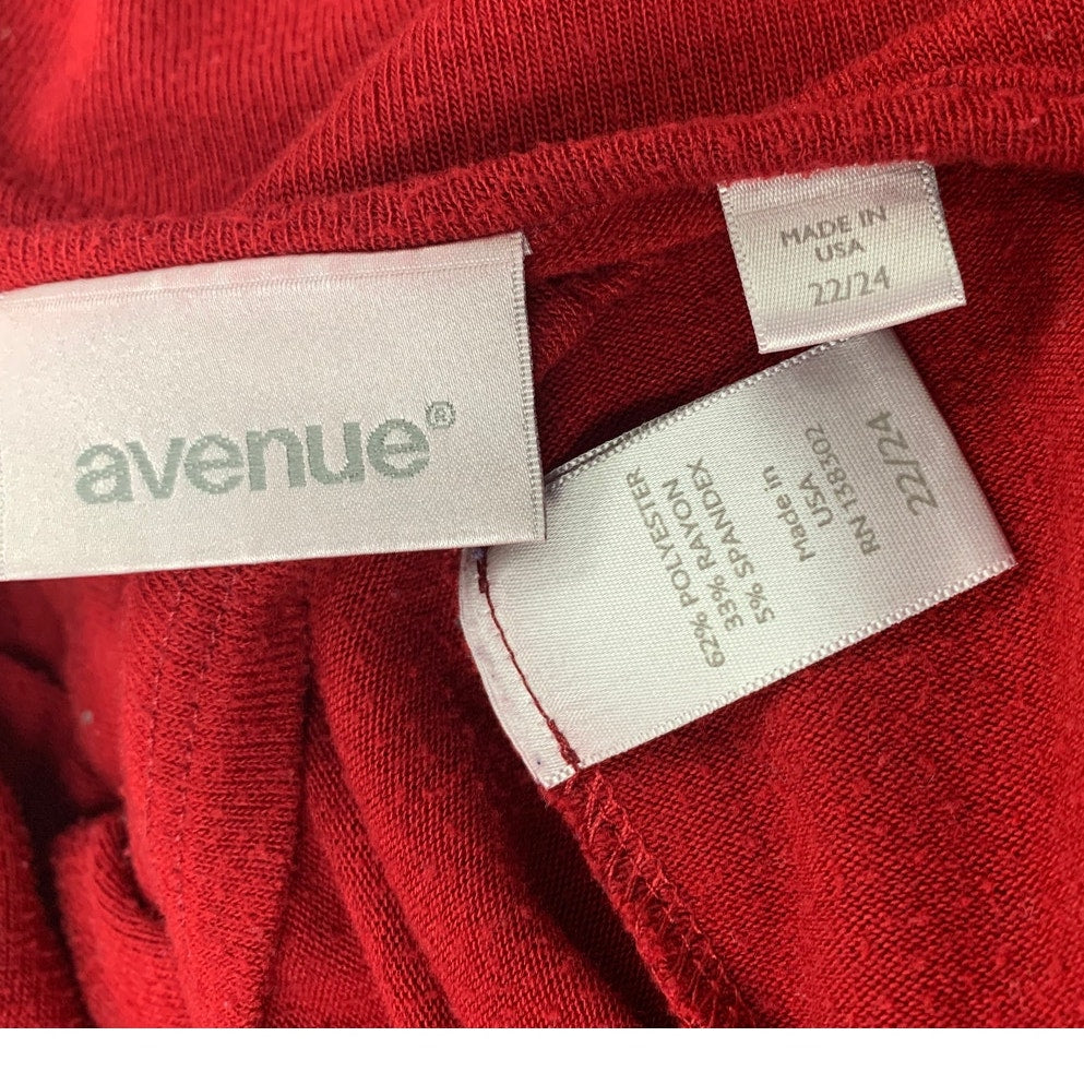 Avenue Womens Plus Size 22/24 Rhinestone Studs Long Sleeve Scoop Neck Shirt Top